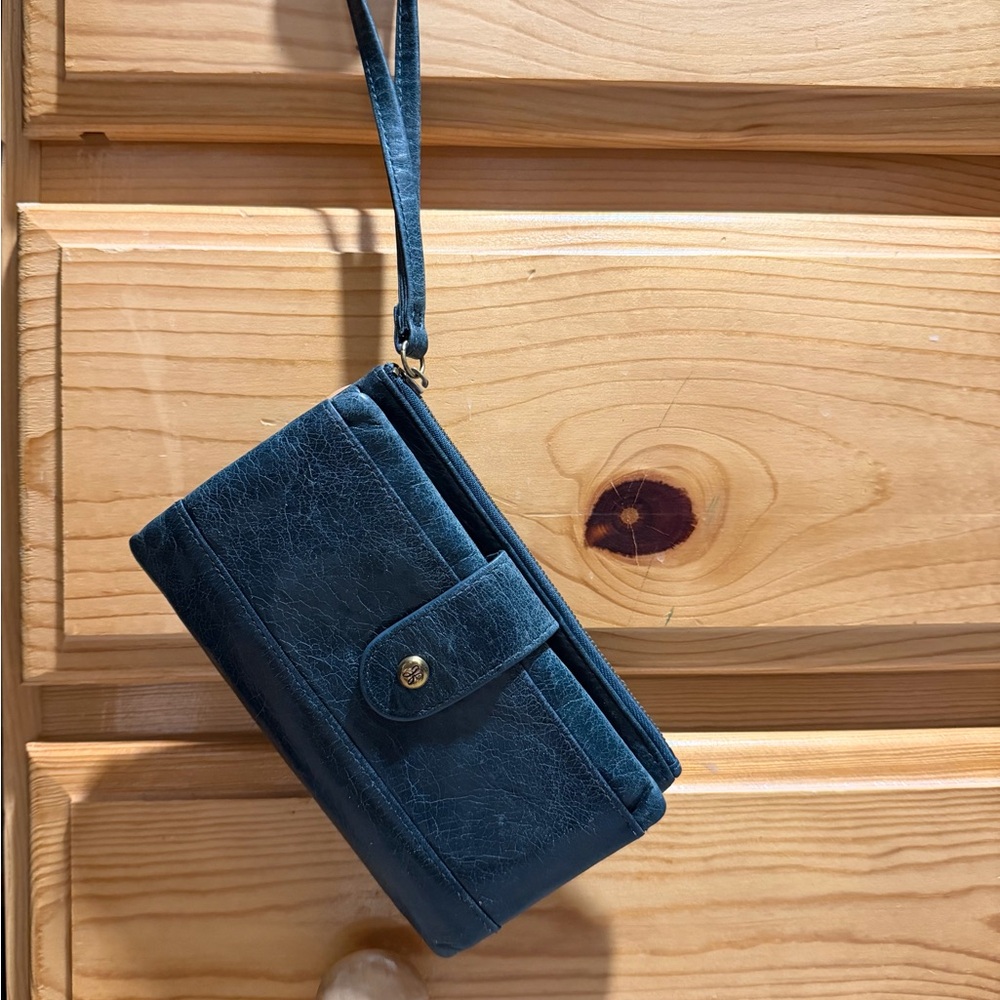 HOBO Teal Leather Wristlet Clutch